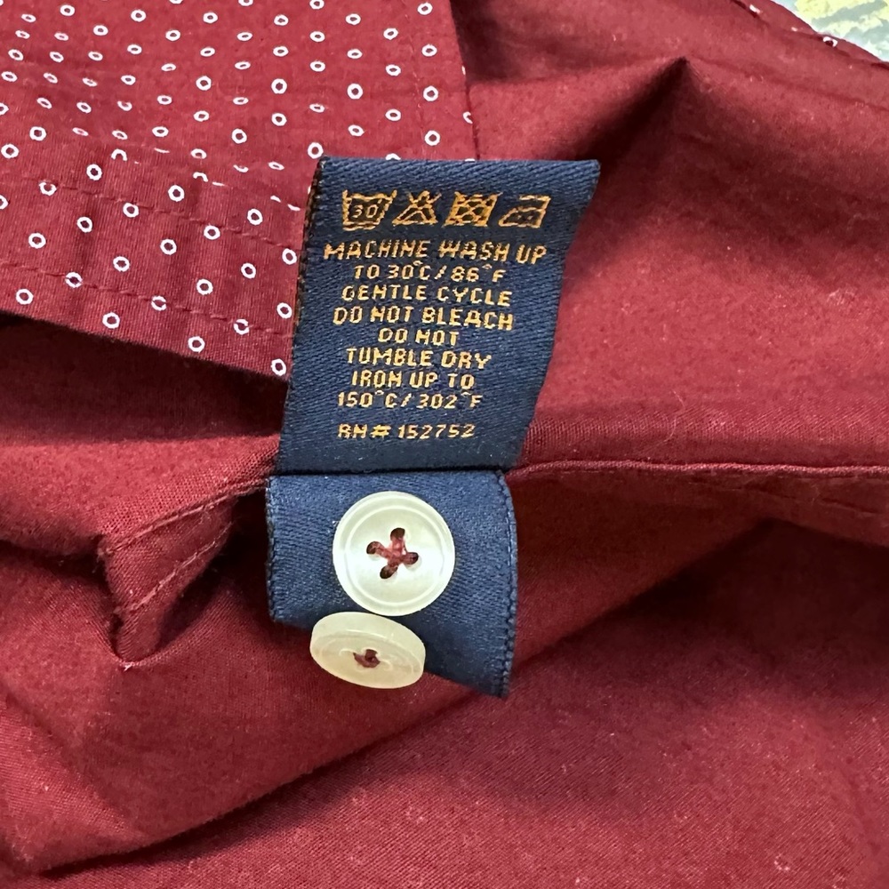 Gentleman’s Outfitters Button Down Long Sleeve Shirt Large Maroon Red Dapper - Picture 7 of 7